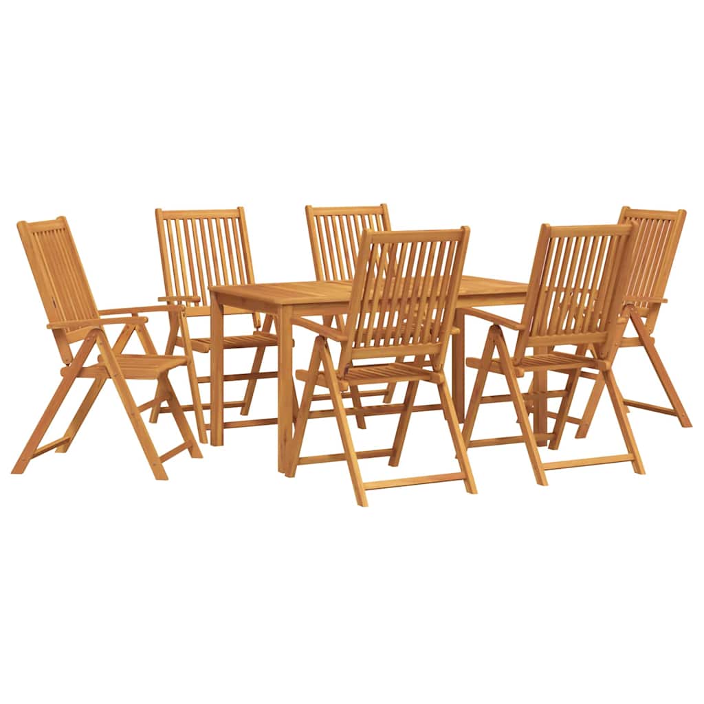 Hage Spisegruppe Sammenleggbar 7 pcs Brun Solid akasietre