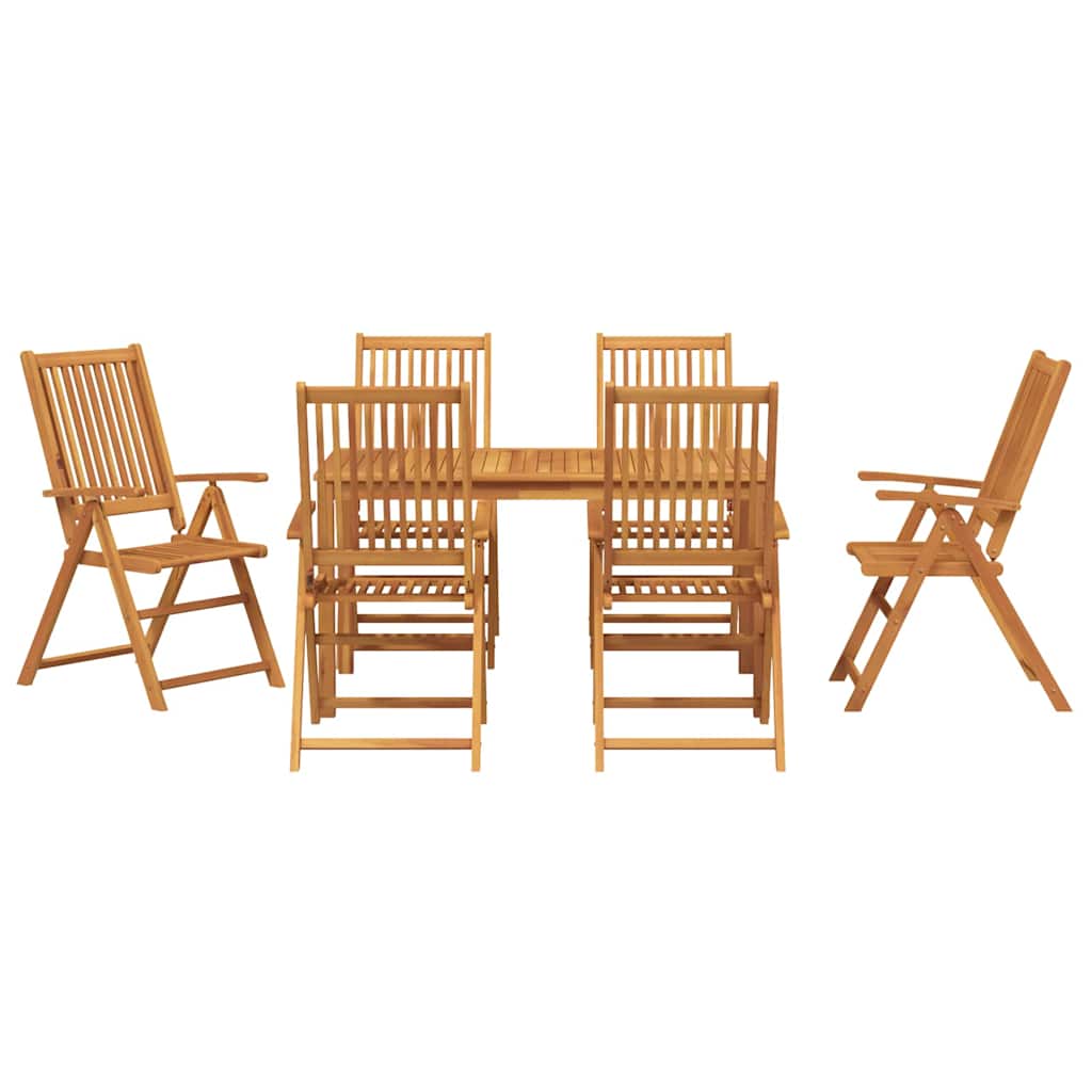Hage Spisegruppe Sammenleggbar 7 pcs Brun Solid akasietre