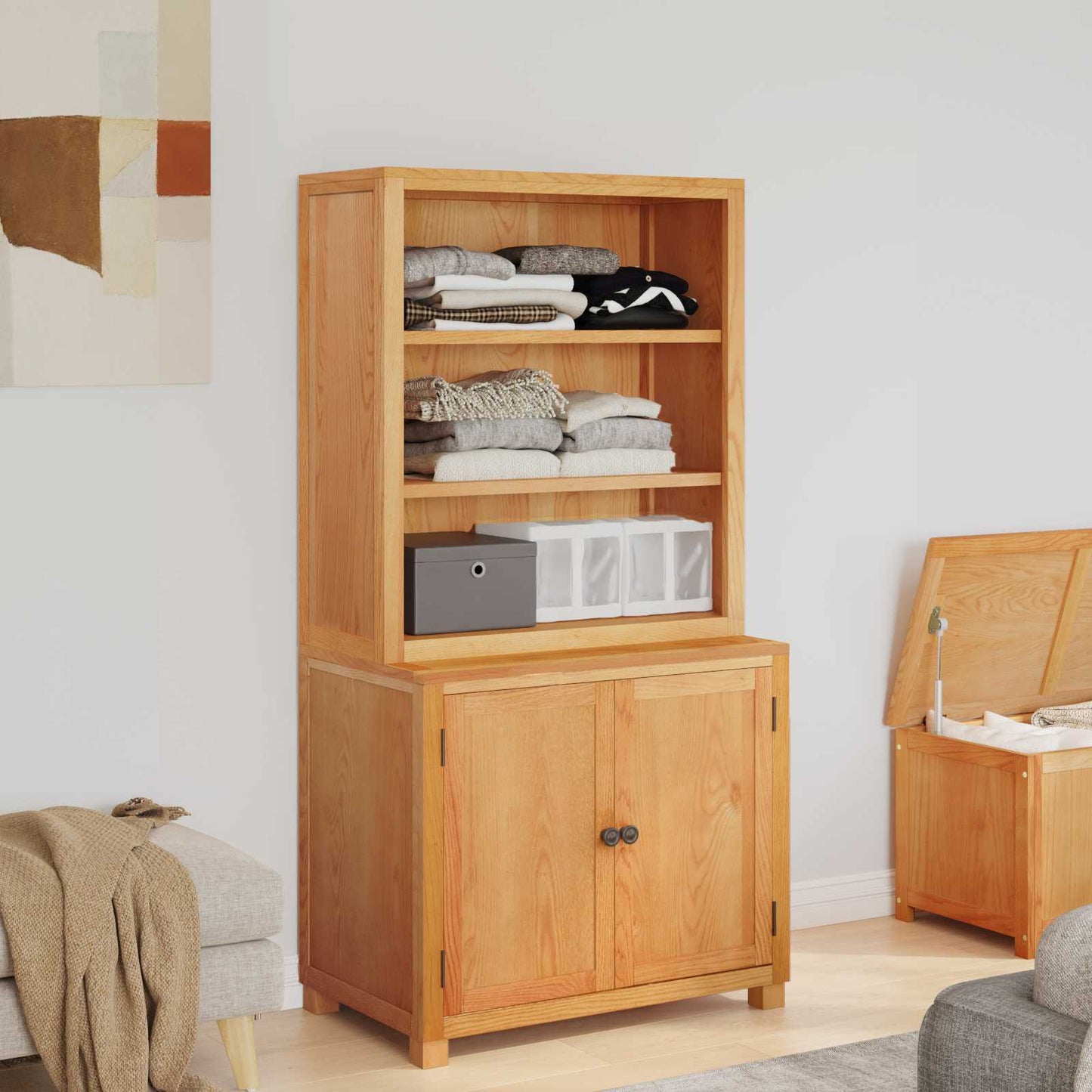 Lager møbelsett 2 stk. Brun 80 x 50 x 160 cm Massivt Eiketre