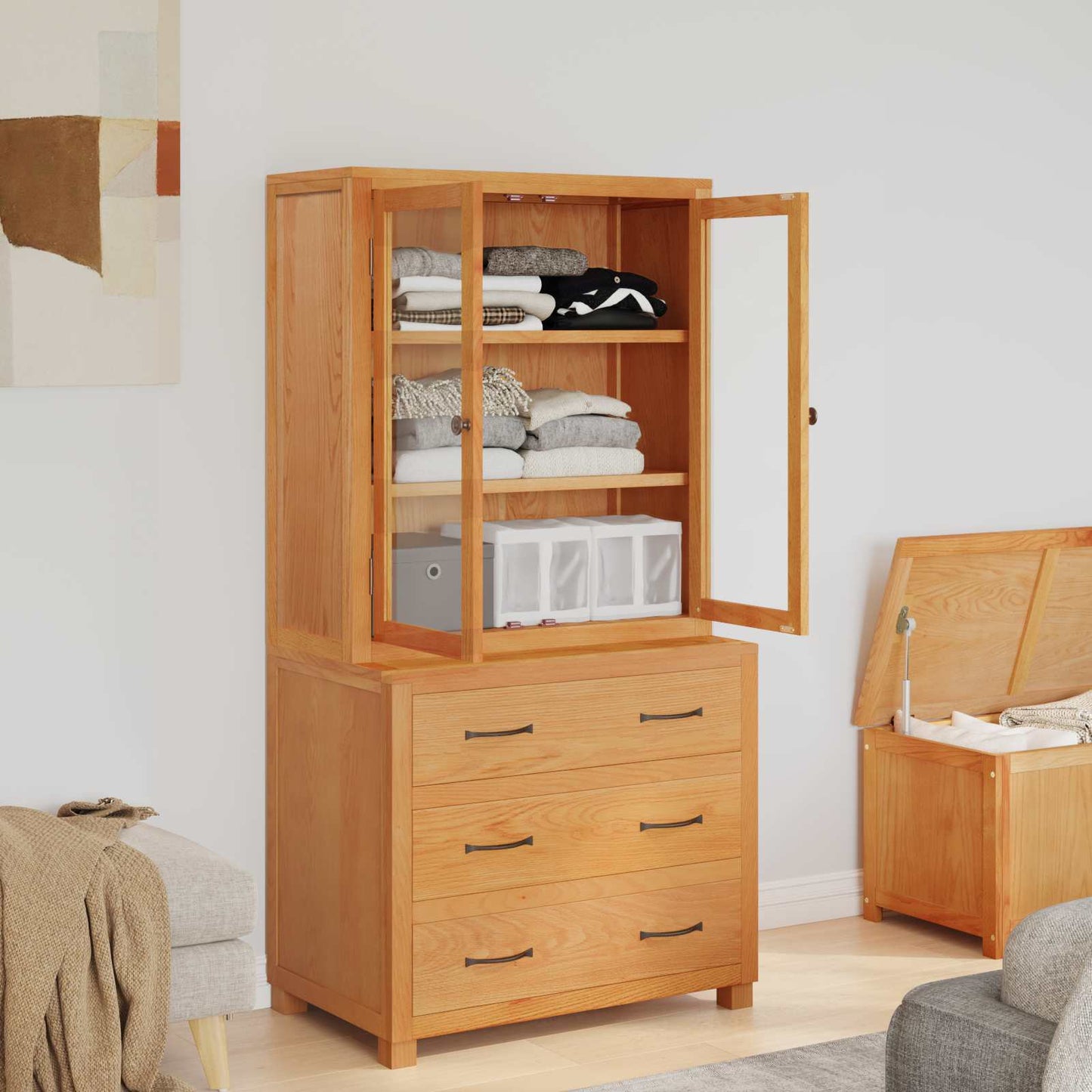 Lager møbelsett 2 stk. Brun 80 x 50 x 160 cm Massivt Eiketre