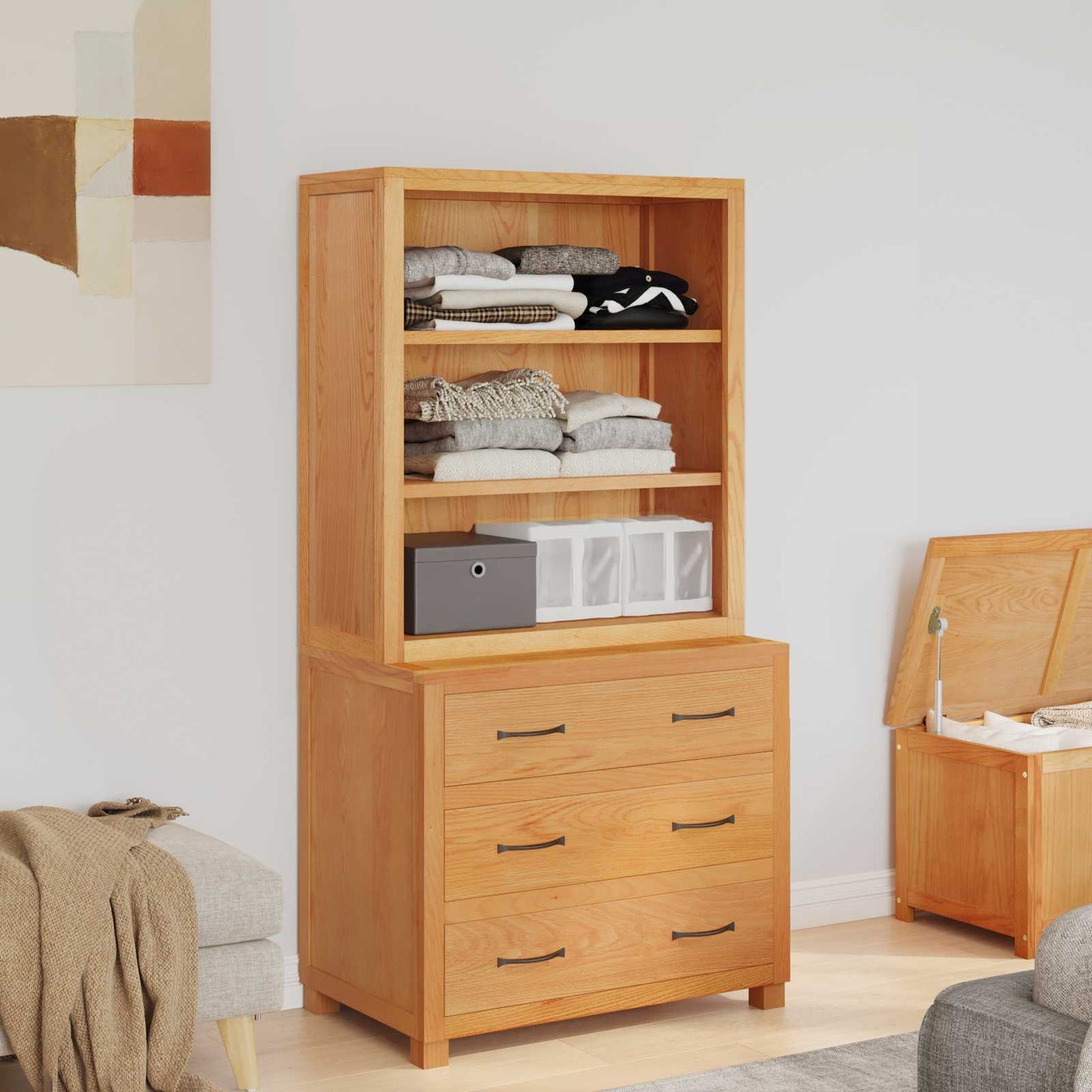 Lager møbelsett 2 stk. Brun 80 x 50 x 160 cm Massivt Eiketre