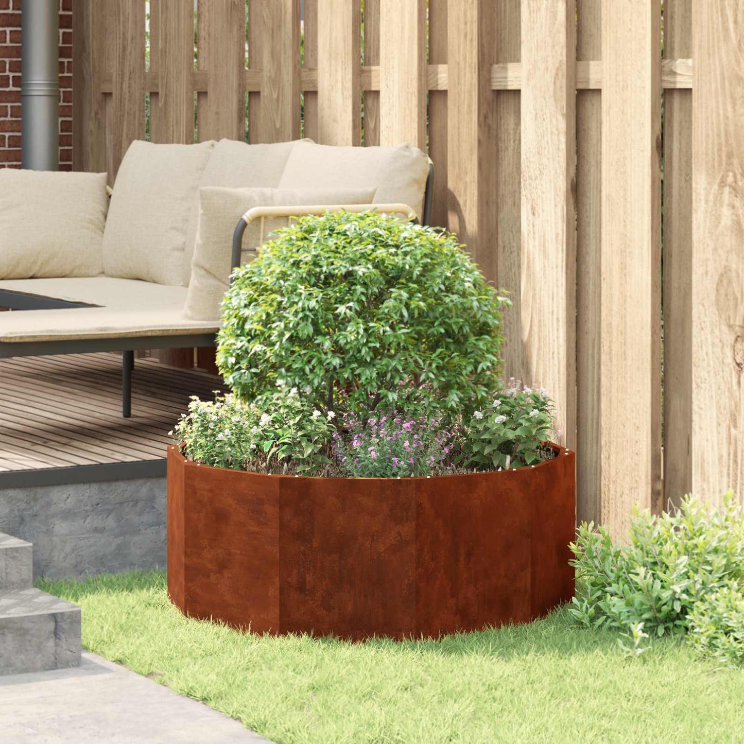 Plantekassed Rusten 90 x 90 x 35 cm Cortenstål