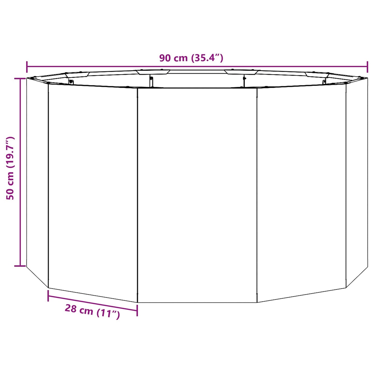 Plantekassed Rusten 90 x 90 x 50 cm Cortenstål