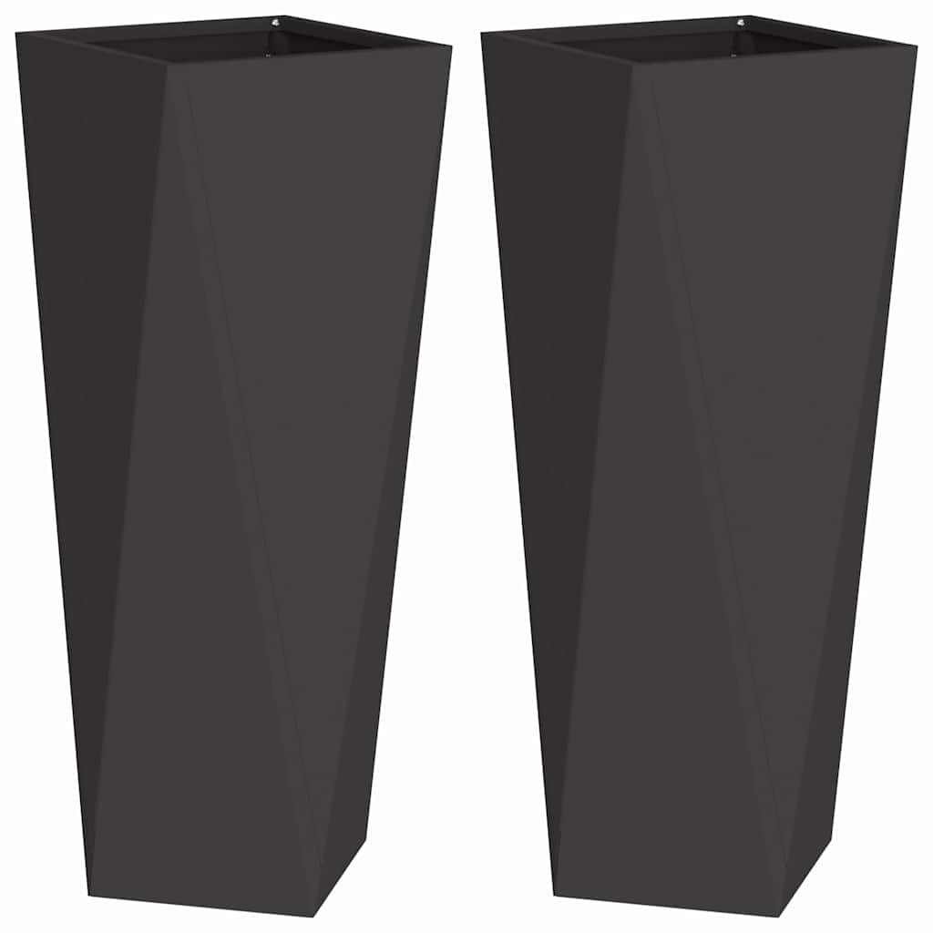 Plantekassed 2 pcs Svart 30 x 30 x 75 cm Stål