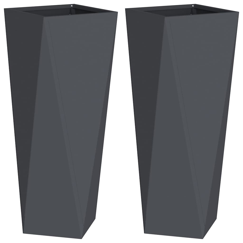 Plantekassed 2 pcs Antrasitt 30 x 30 x 75 cm Stål