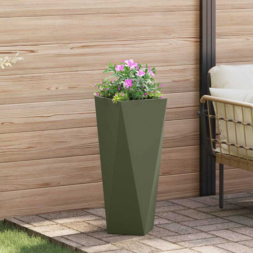 Plantekassed 2 pcs Olivengrønn 30 x 30 x 75 cm Stål