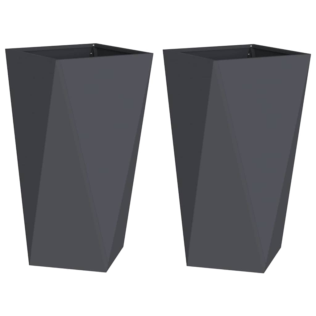 Plantekassed 2 pcs Antrasitt 40 x 40 x 75 cm Stål