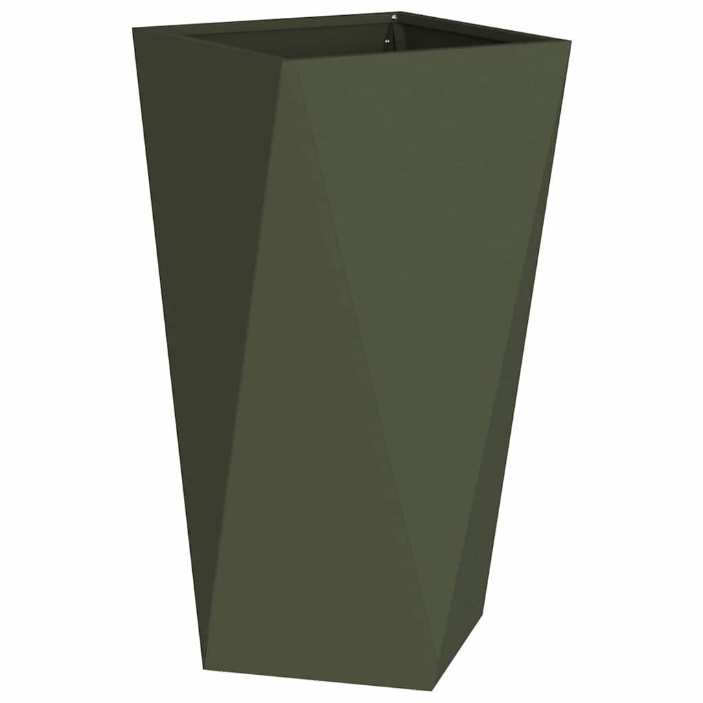 Plantekassed 2 pcs Olivengrønn 40 x 40 x 75 cm Stål