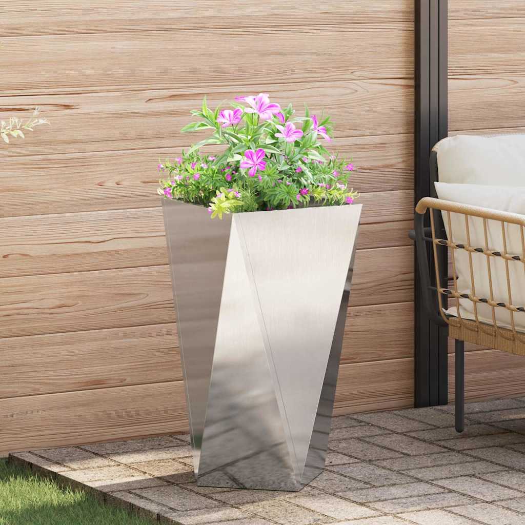 Plantekassed 2 pcs sølv 40 x 40 x 75 cm Rustfritt Stål
