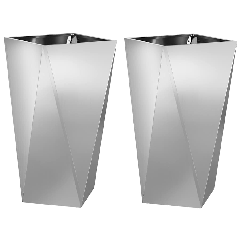 Plantekassed 2 pcs sølv 40 x 40 x 75 cm Galvanisert Stål