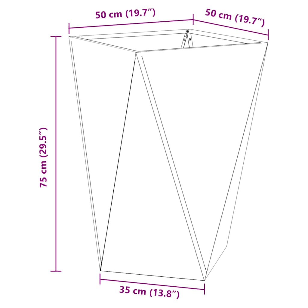Plantekassed 2 pcs Hvit 50 x 50 x 75 cm Stål