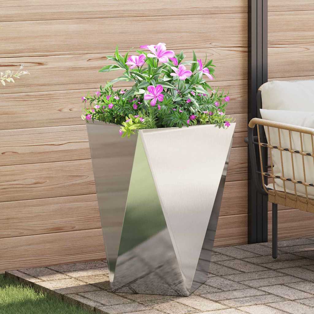 Plantekassed 2 pcs sølv 50 x 50 x 75 cm Rustfritt Stål