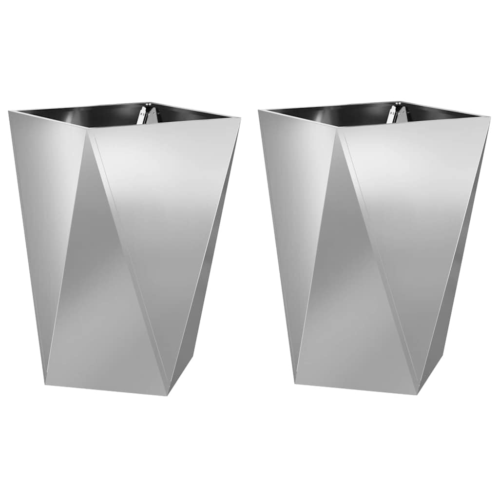 Plantekassed 2 pcs sølv 50 x 50 x 75 cm Galvanisert Stål