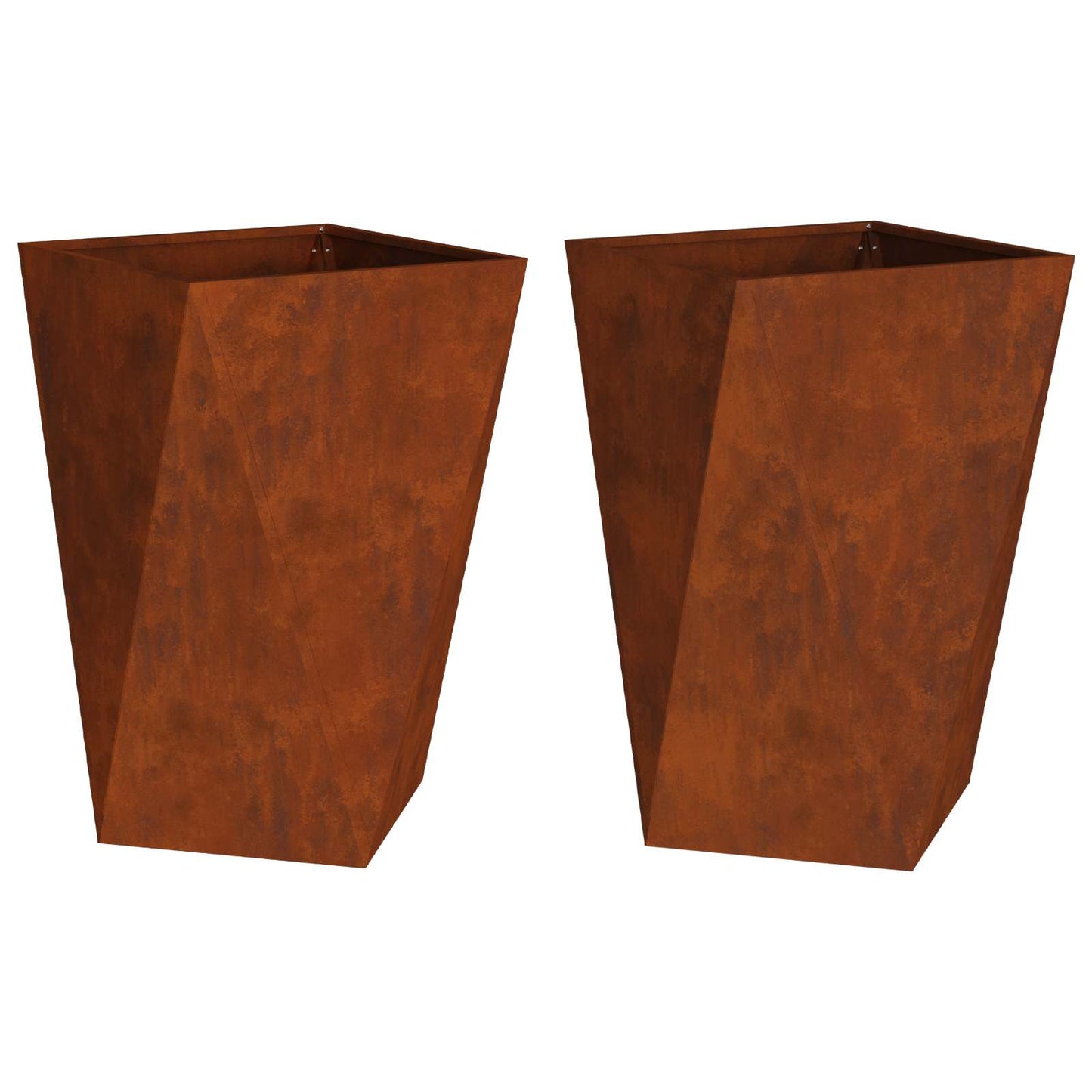 Plantekassed 2 stk. Rusten 50 x 50 x 75 cm Cortenstål