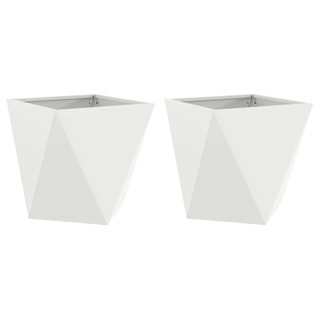 Plantekassed 2 pcs Hvit 40 x 40 x 40 cm Stål