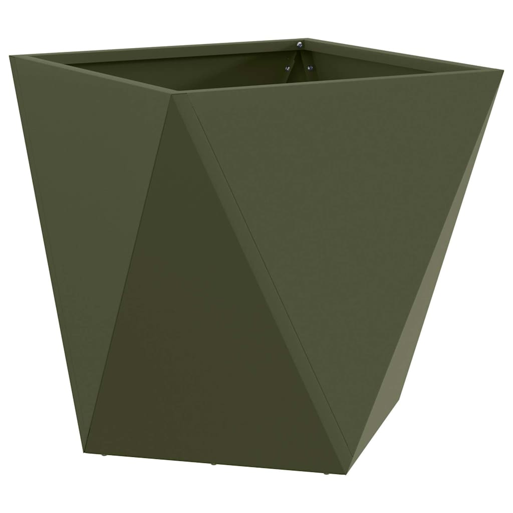 Plantekassed 2 pcs Olivengrønn 40 x 40 x 40 cm Stål