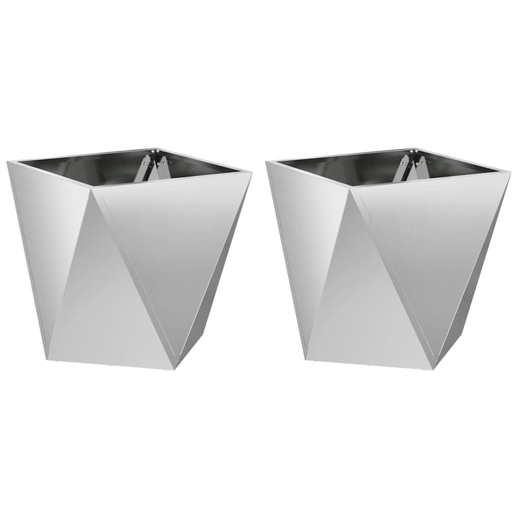 Plantekassed 2 pcs sølv 40 x 40 x 40 cm Galvanisert Stål