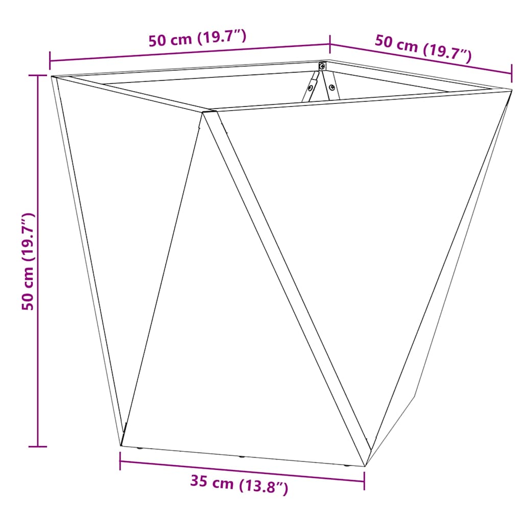 Plantekassed 2 pcs Svart 50 x 50 x 50 cm Stål