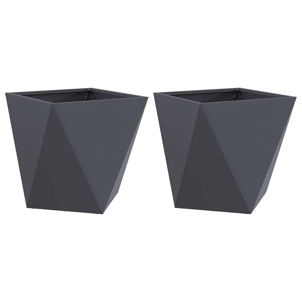 Plantekassed 2 pcs Antrasitt 50 x 50 x 50 cm Stål