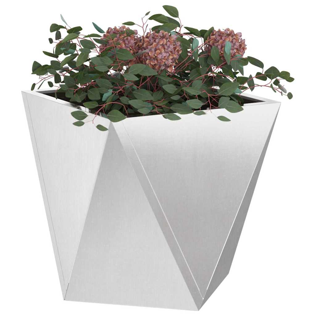 Plantekassed 2 pcs sølv 50 x 50 x 50 cm Rustfritt Stål
