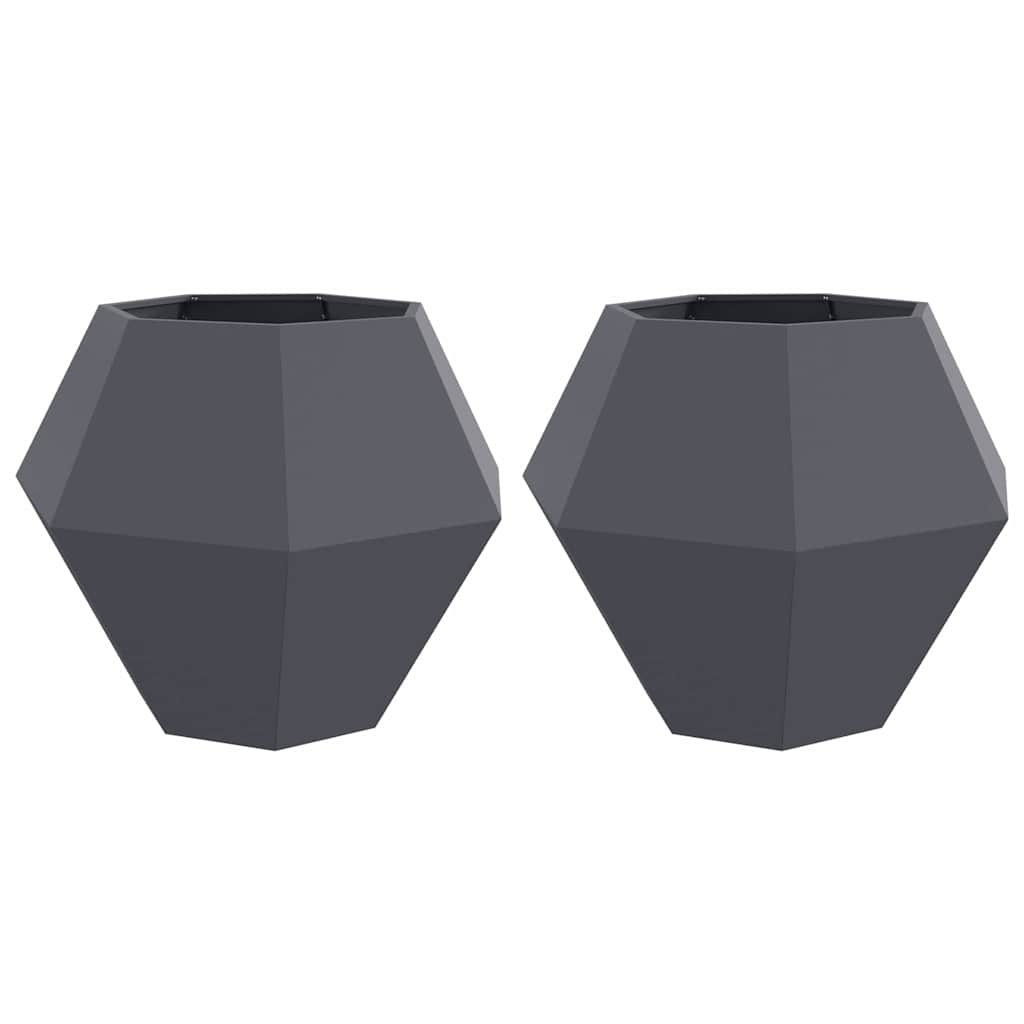 Plantekassed 2 pcs Antrasitt 100 x 100 x 80 cm Stål