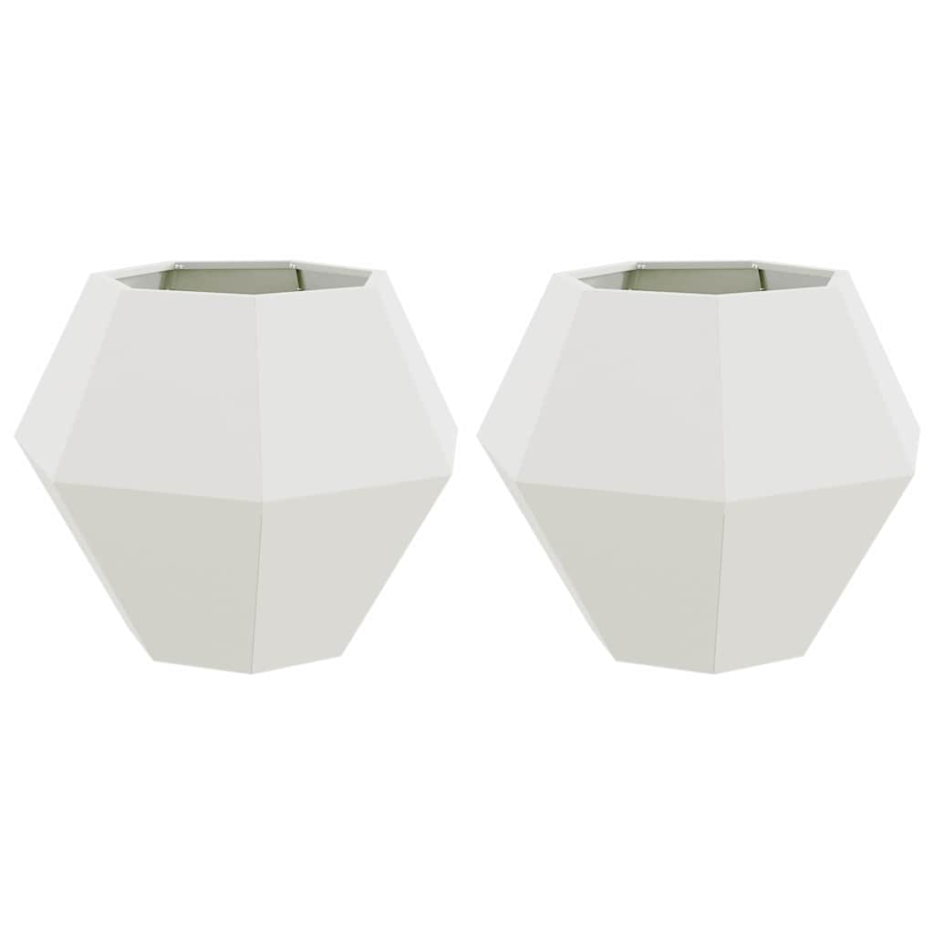 Plantekassed 2 pcs Hvit 75 x 75 x 60 cm Stål