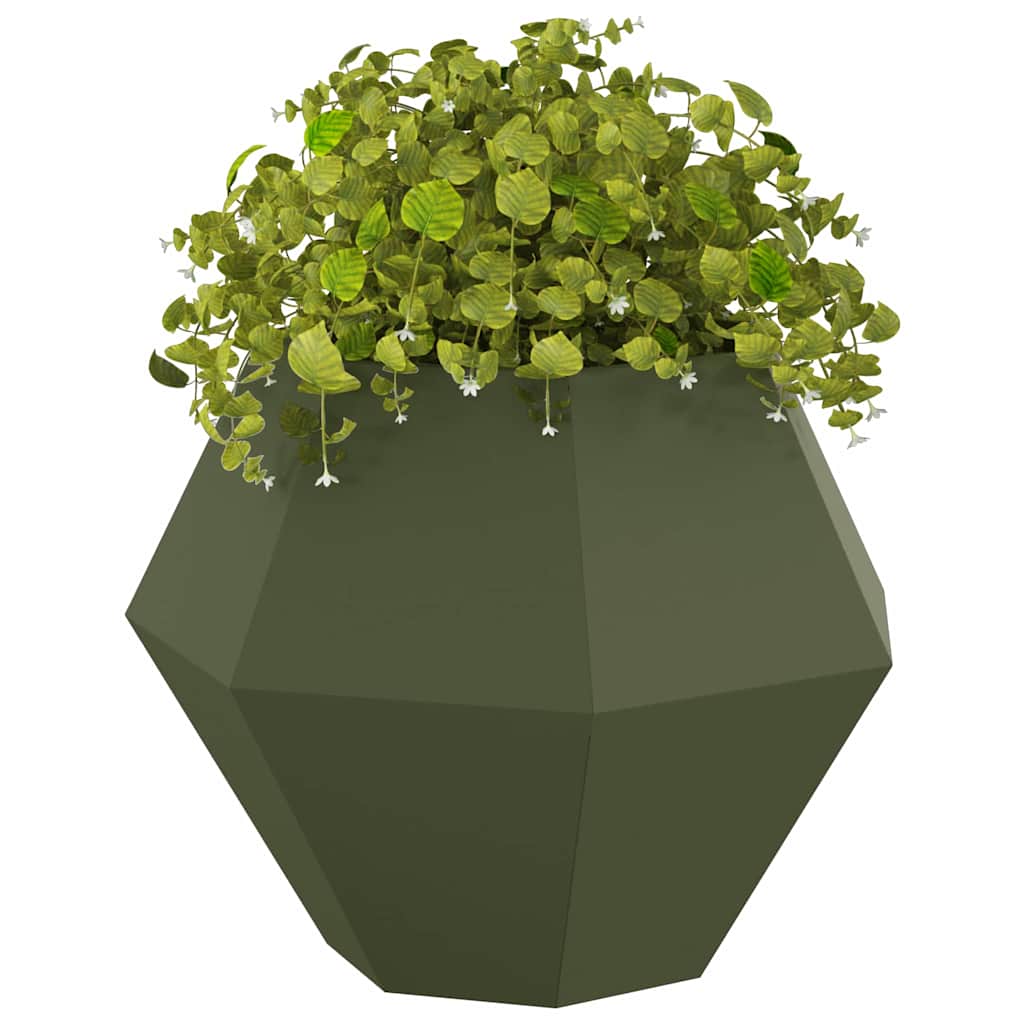Plantekassed Olivengrønn 75 x 75 x 60 cm Stål