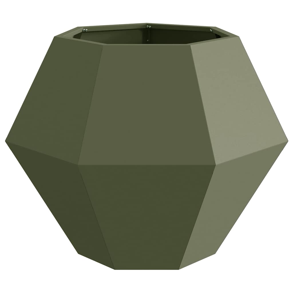 Plantekassed 2 pcs Olivengrønn 75 x 75 x 60 cm Stål