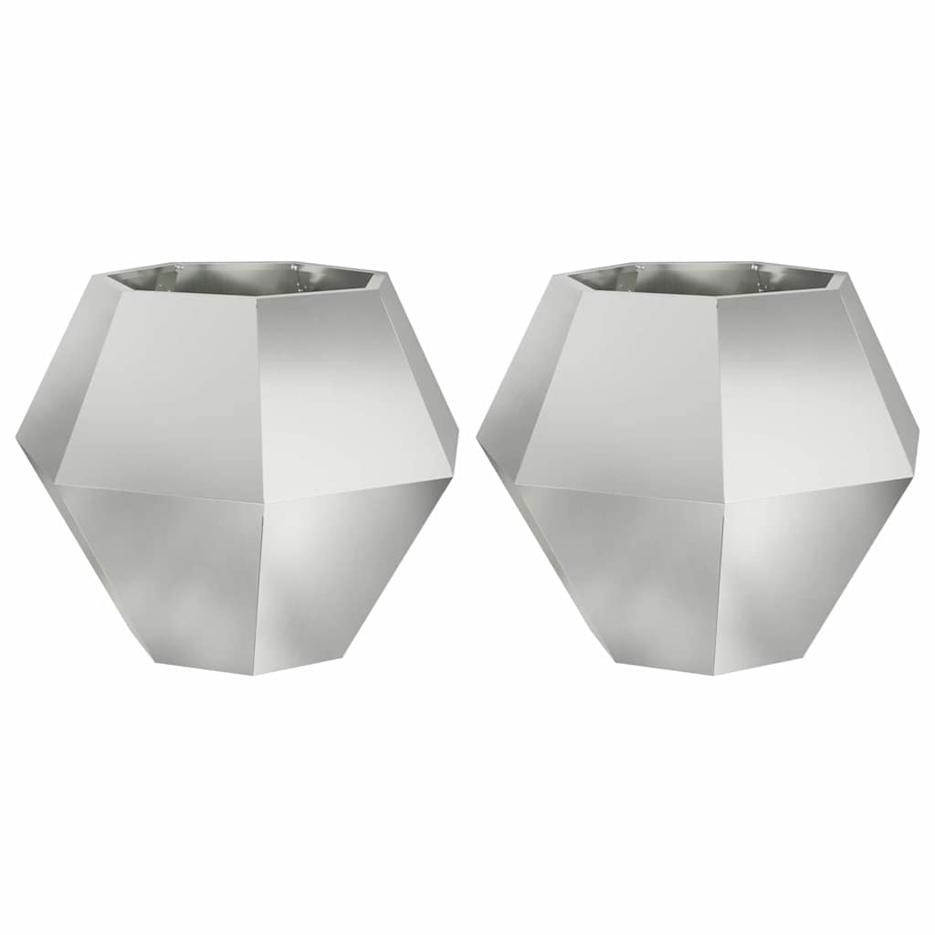 Plantekassed 2 pcs sølv 75 x 75 x 60 cm Galvanisert Stål