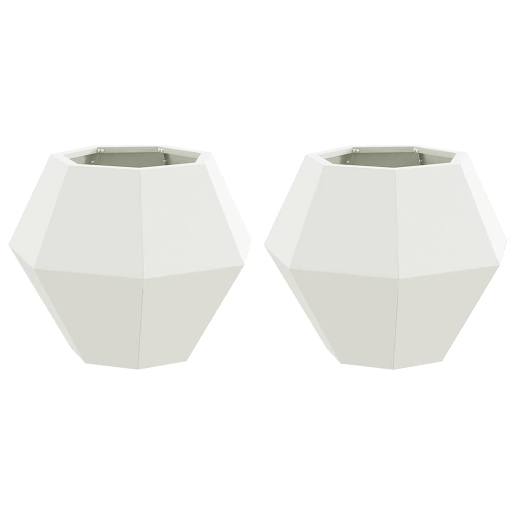 Plantekassed 2 pcs Hvit 50 x 50 x 40 cm Stål
