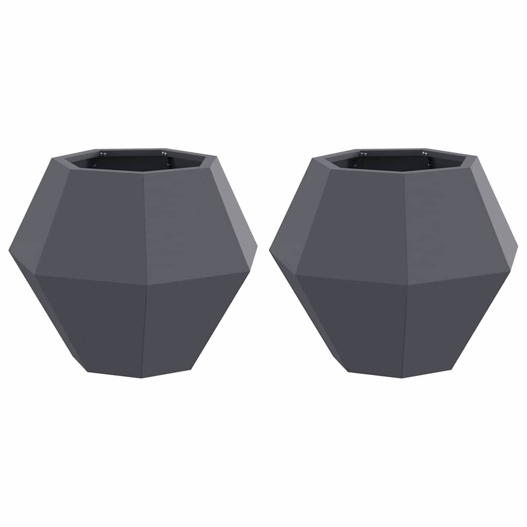 Plantekassed 2 pcs Antrasitt 50 x 50 x 40 cm Stål