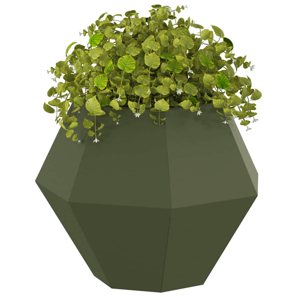 Plantekassed 2 pcs Olivengrønn 50 x 50 x 40 cm Stål