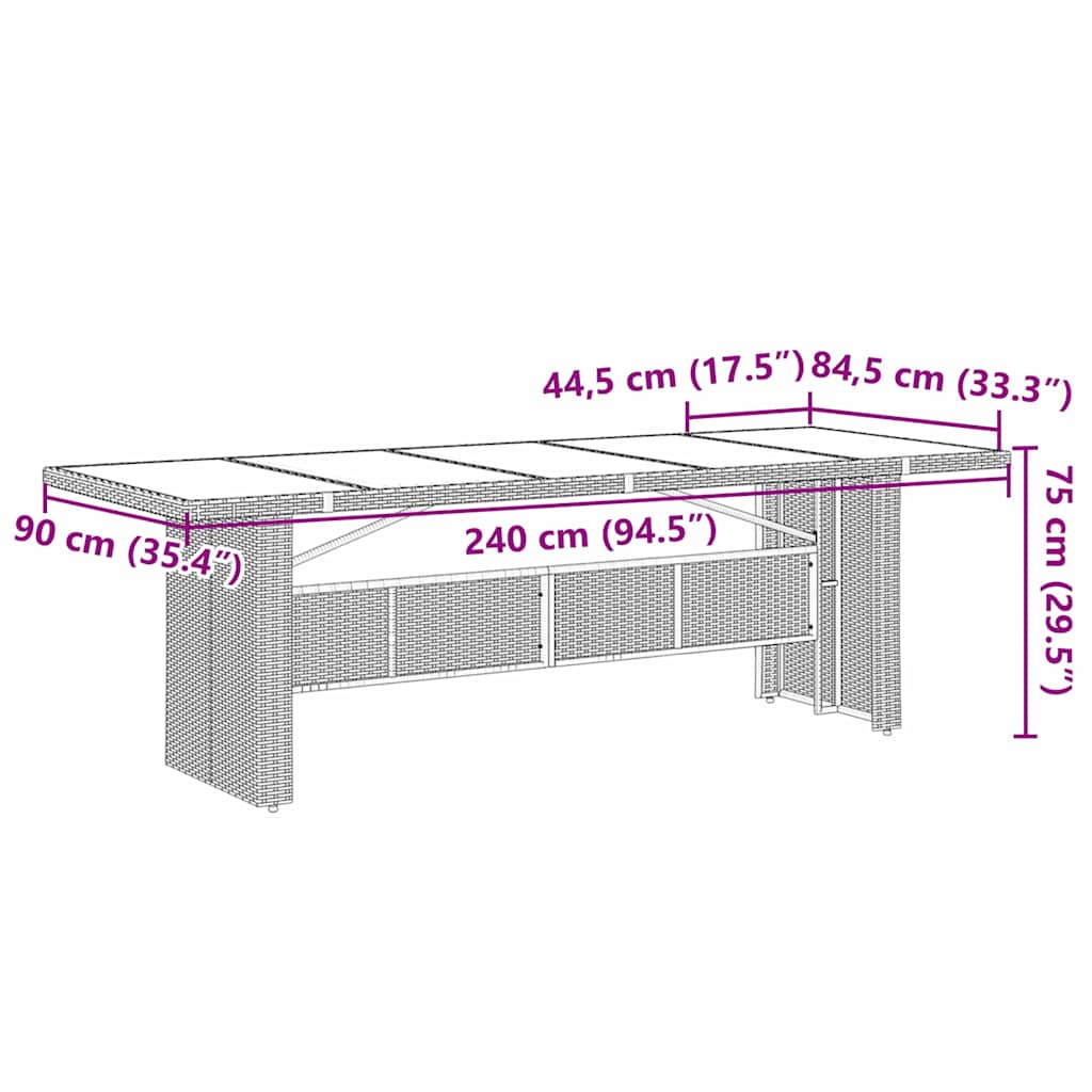 Hage Spisegruppe 9 pcs Svart polyrotting