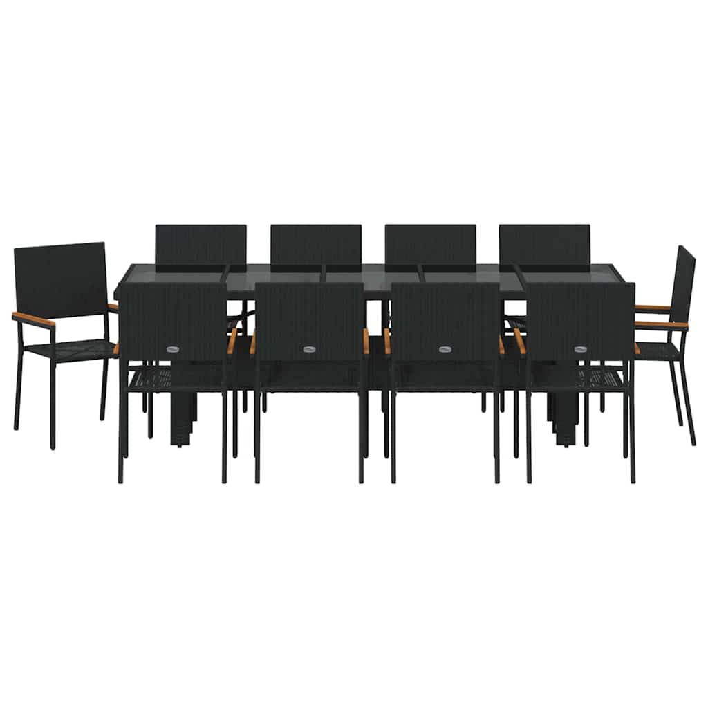 Hage Spisegruppe 11 pcs Svart polyrotting