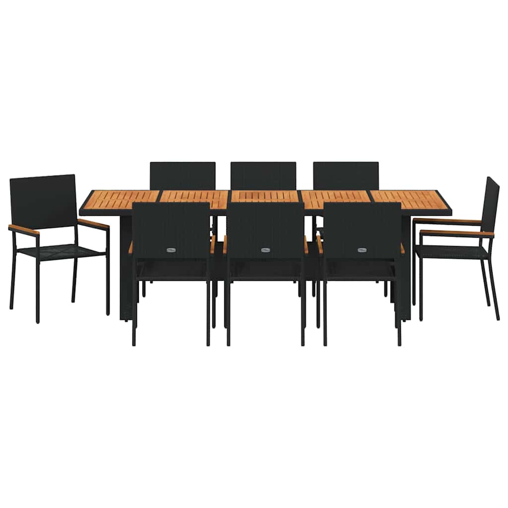 Hage Spisegruppe 9 pcs Svart polyrotting