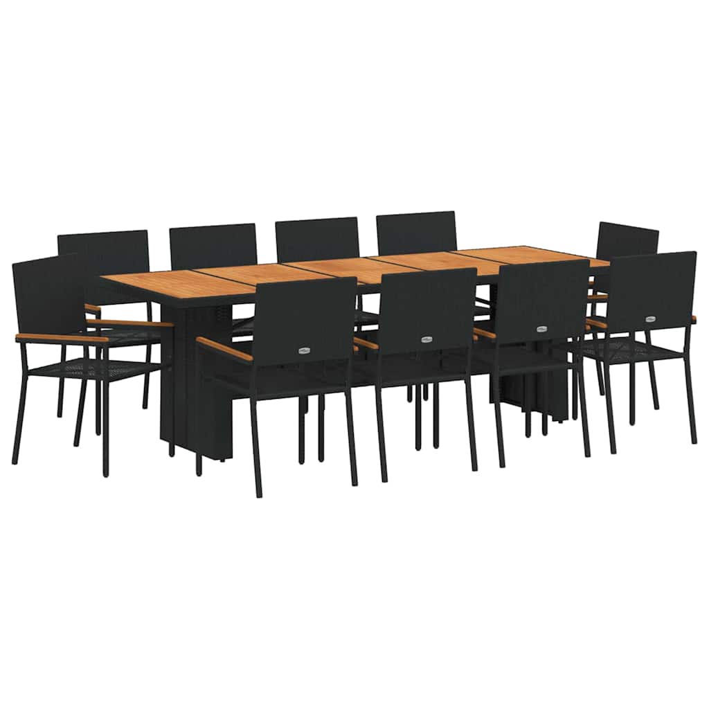 Hage Spisegruppe 11 pcs Svart polyrotting