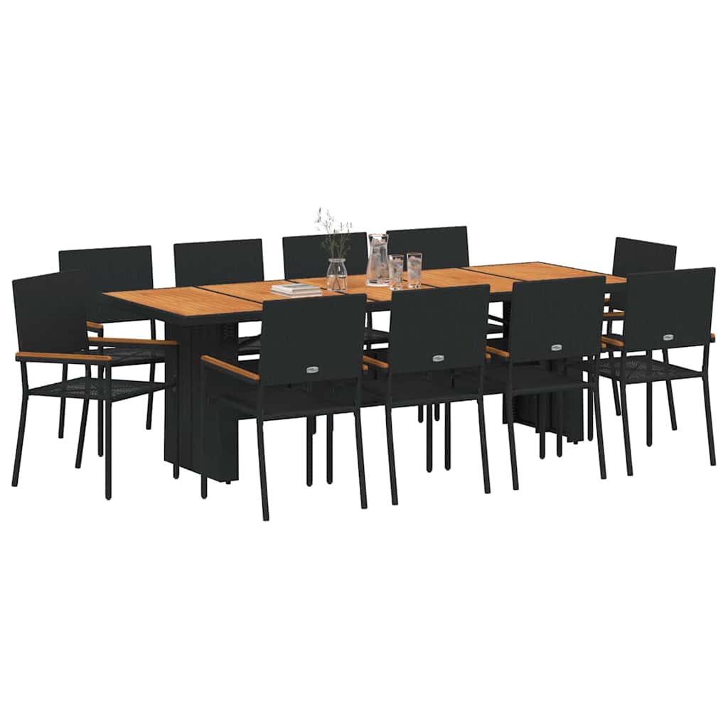 Hage Spisegruppe 11 pcs Svart polyrotting