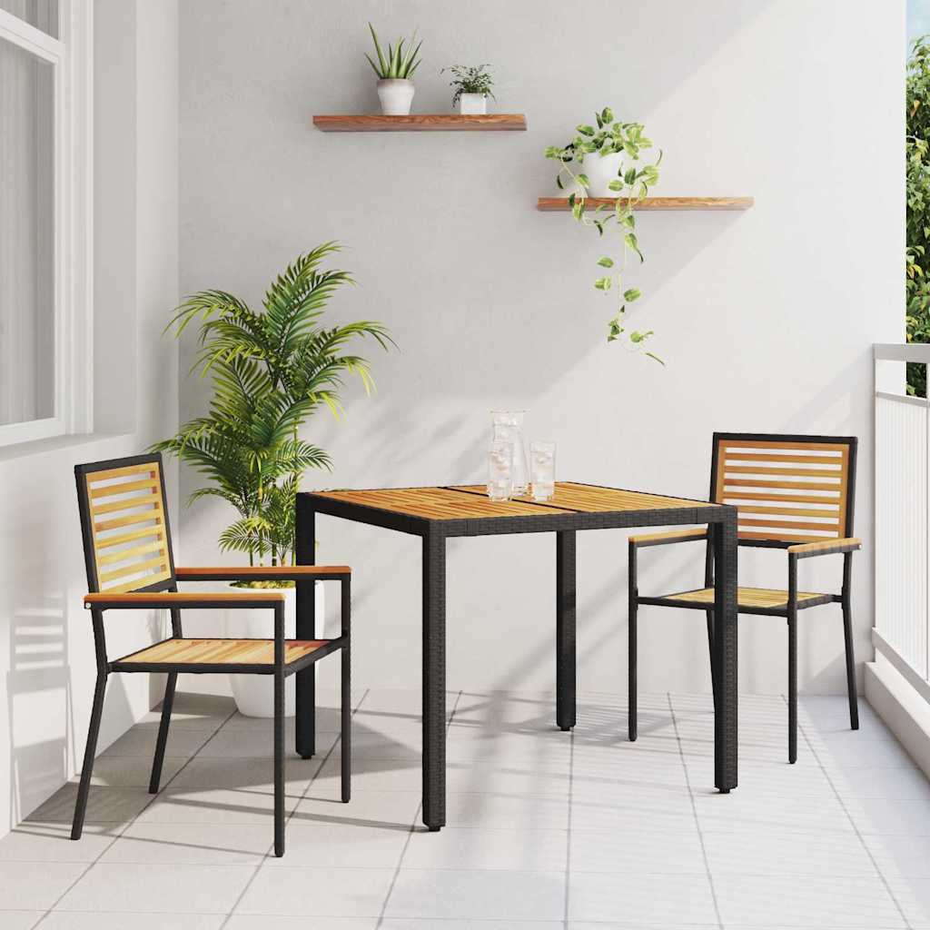 Hage Spisegruppe 3 pcs Svart og Brun polyrotting