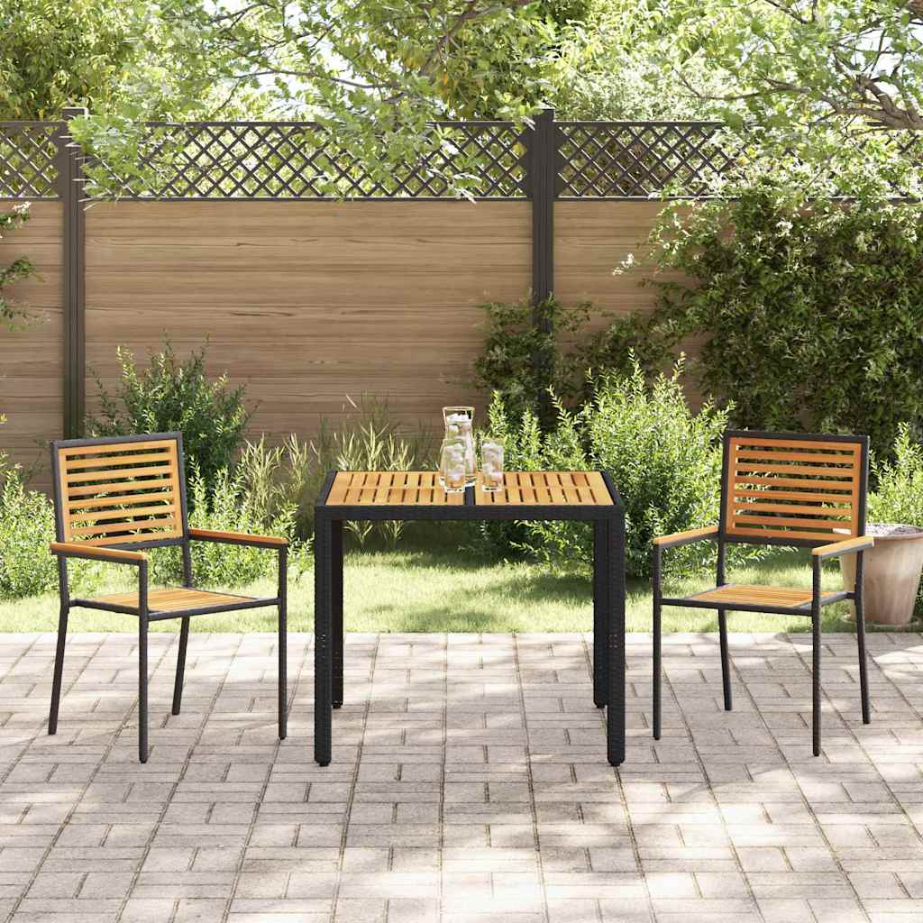 Hage Spisegruppe 3 pcs Svart og Brun polyrotting