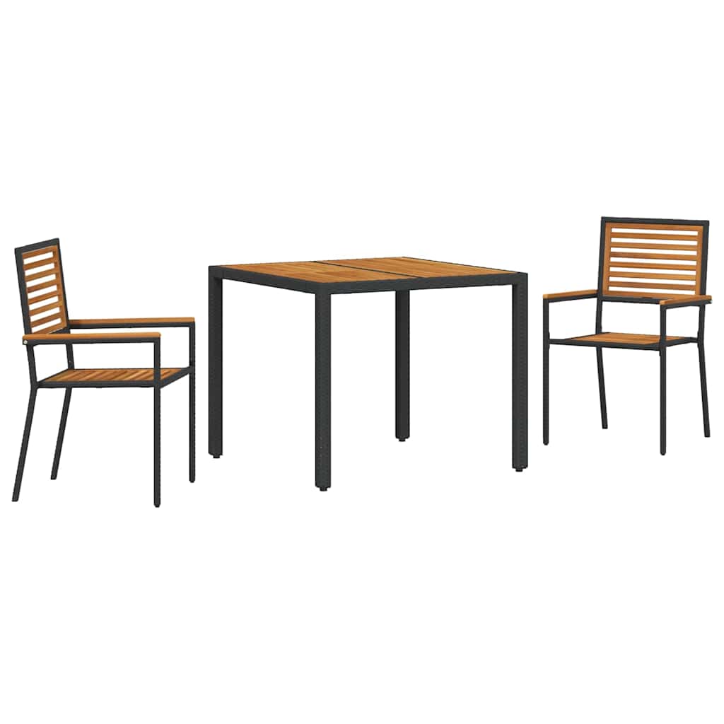 Hage Spisegruppe 3 pcs Svart og Brun polyrotting
