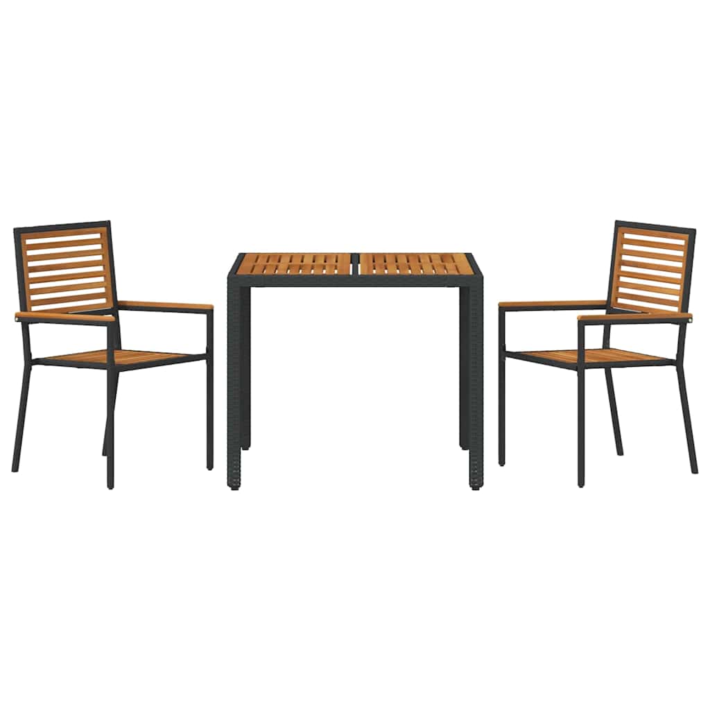 Hage Spisegruppe 3 pcs Svart og Brun polyrotting