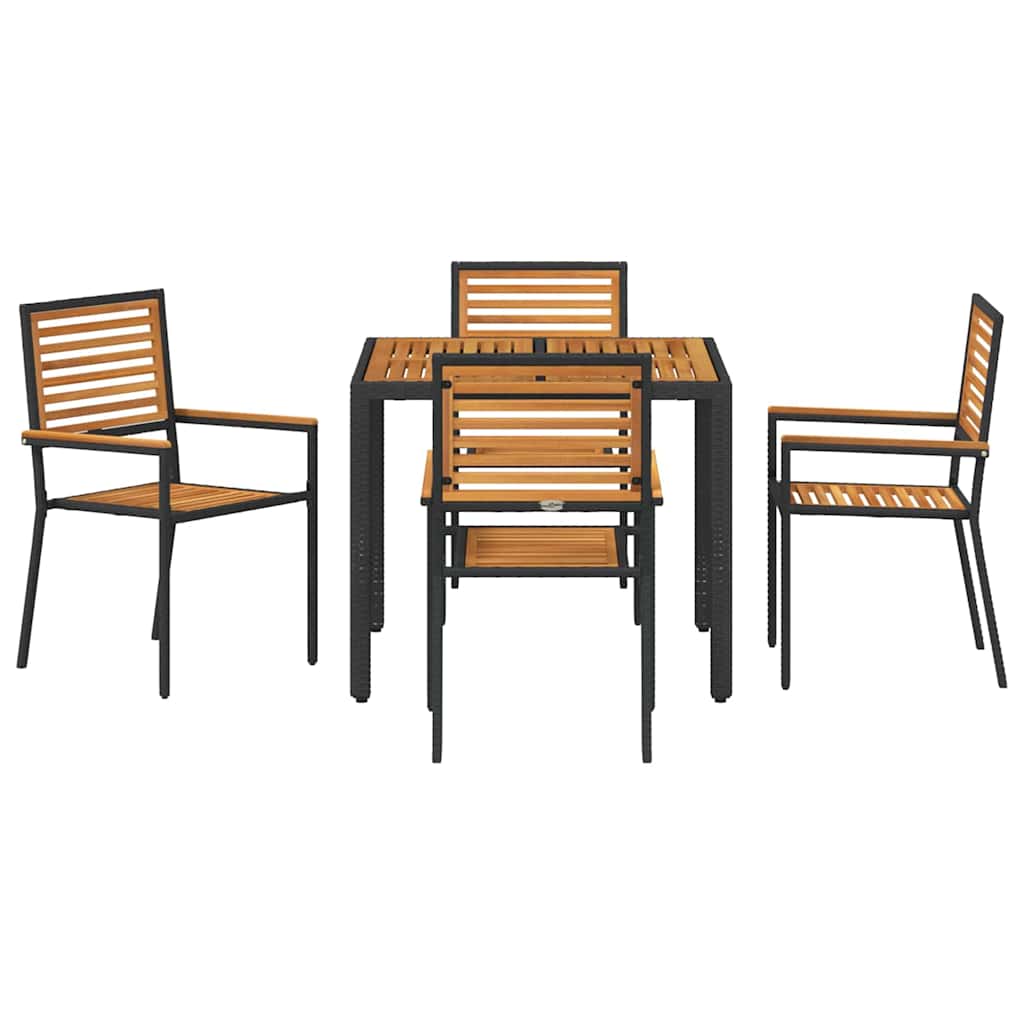 Hage Spisegruppe 5 pcs Svart og Brun polyrotting