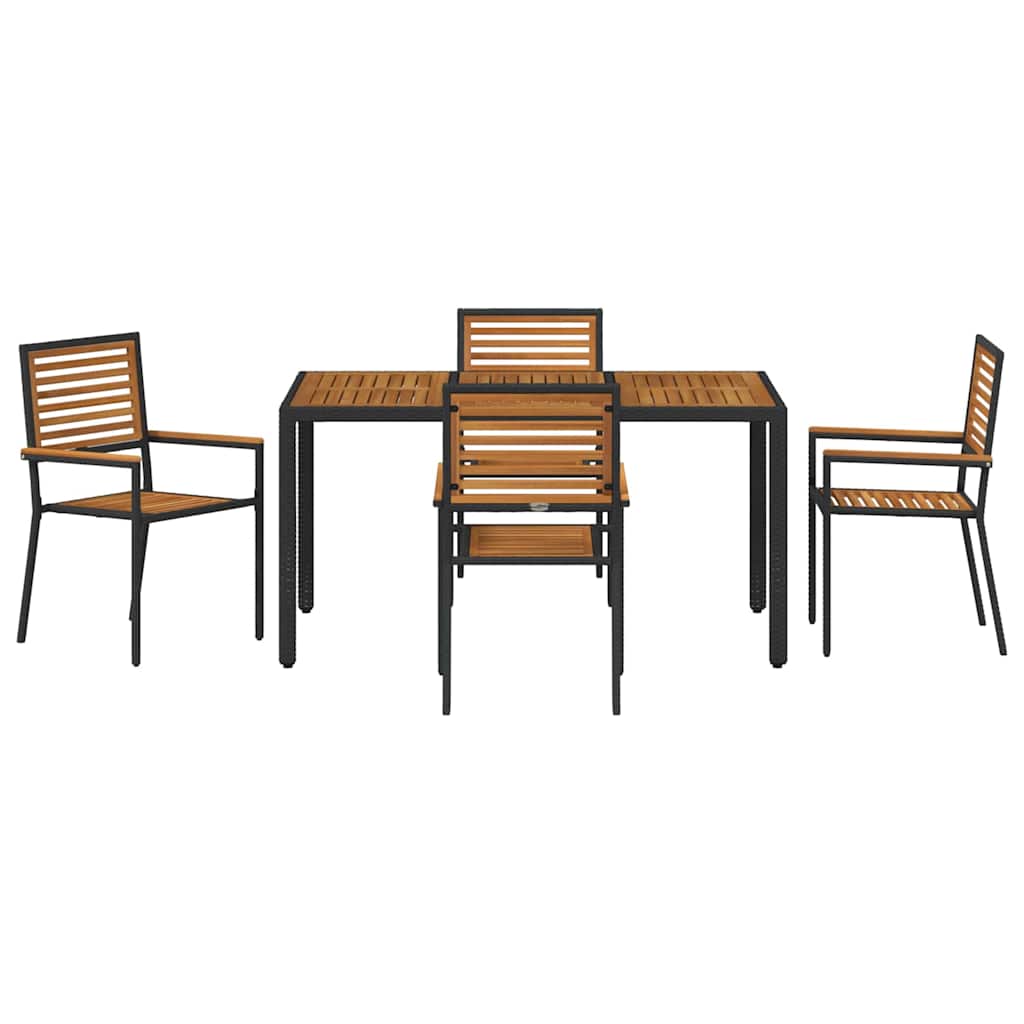 Hage Spisegruppe 5 pcs Svart og Brun polyrotting