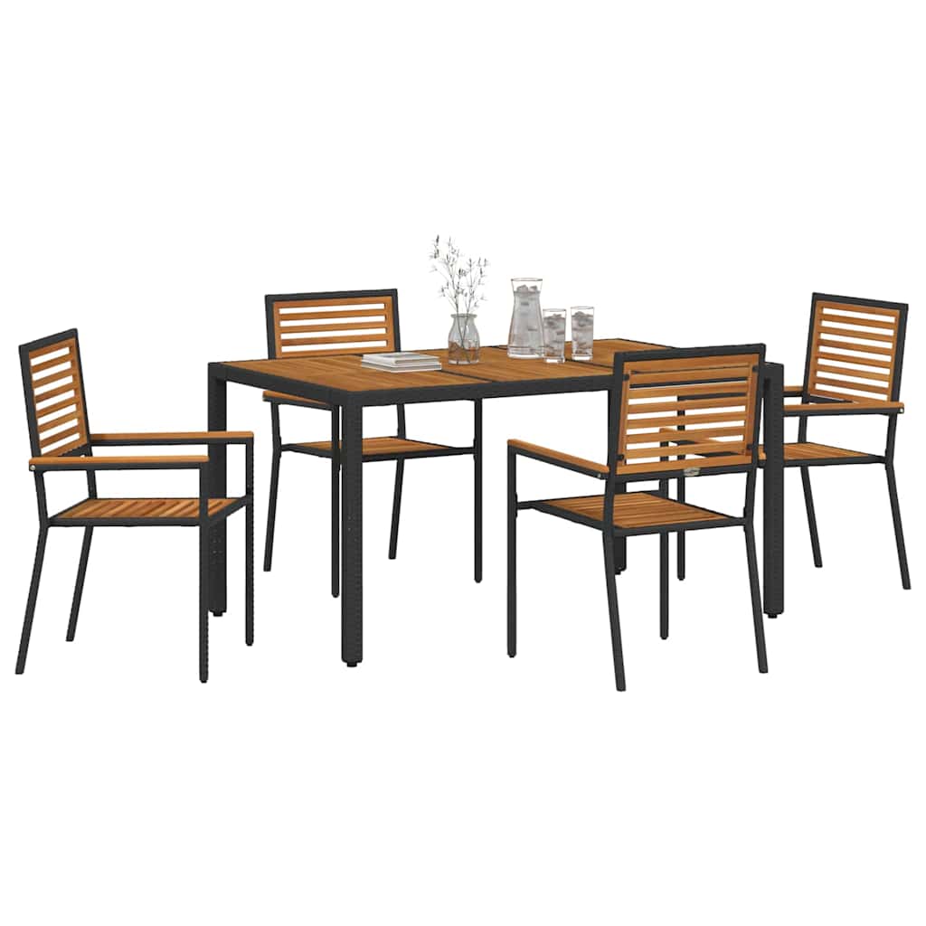 Hage Spisegruppe 5 pcs Svart og Brun polyrotting