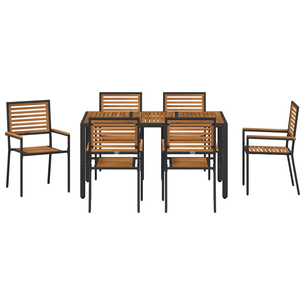 Hage Spisegruppe 7 pcs Svart og Brun polyrotting