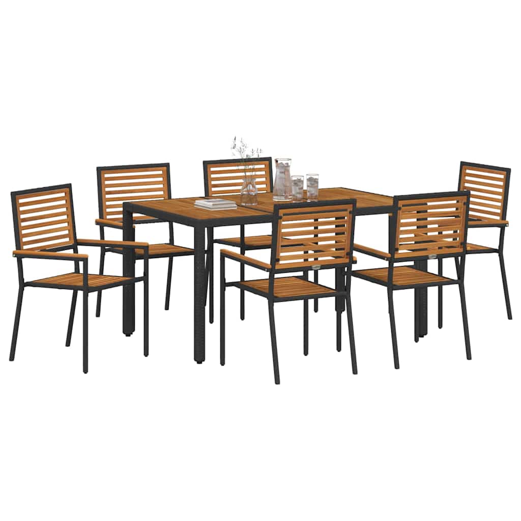 Hage Spisegruppe 7 pcs Svart og Brun polyrotting