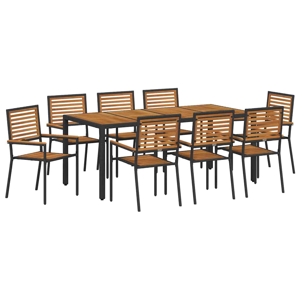 Hage Spisegruppe 9 pcs Svart og Brun polyrotting