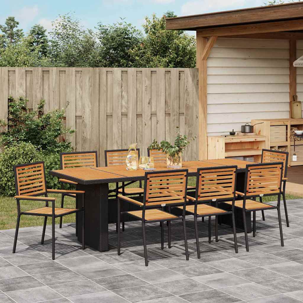 Hage Spisegruppe 9 pcs Svart og Brun polyrotting
