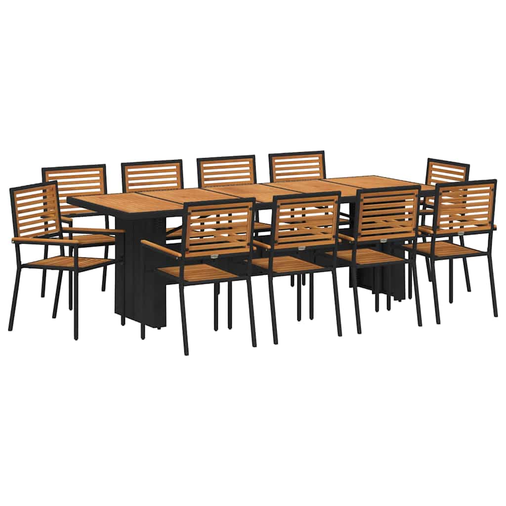 Hage Spisegruppe 11 pcs Svart og Brun polyrotting