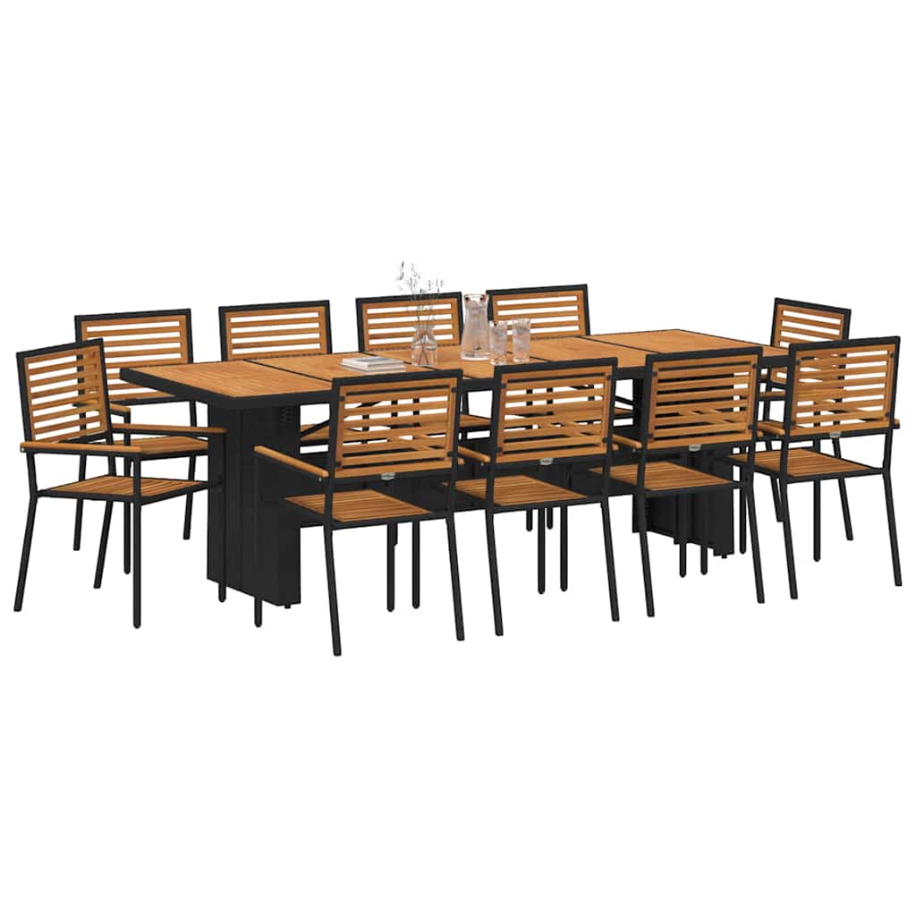 Hage Spisegruppe 11 pcs Svart og Brun polyrotting